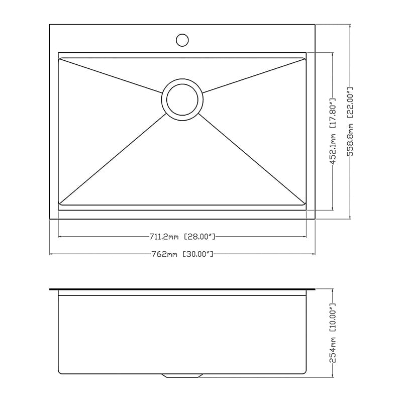 30" x 22" Multifunctional Drop-In Kitchen Stainless Steel Sink with Drain Board