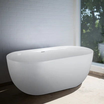 67" Acrylic Oval Large Space Freestanding Soaking Bathtub White