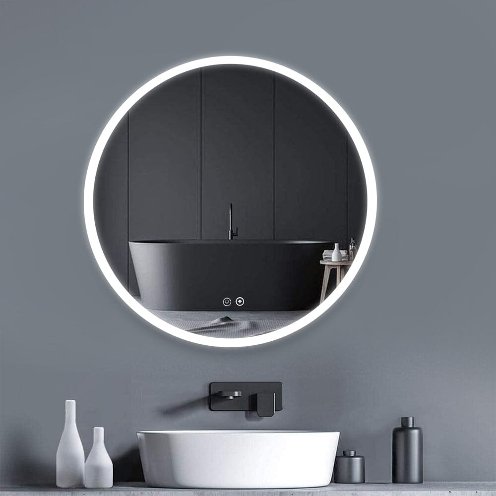 Round Frameless Bathroom Vanity Mirror with LED Light