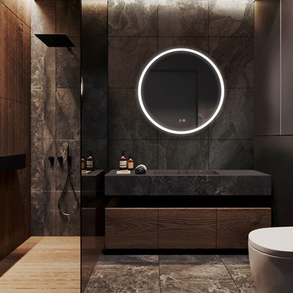 Round Frameless Bathroom Vanity Mirror with LED Light