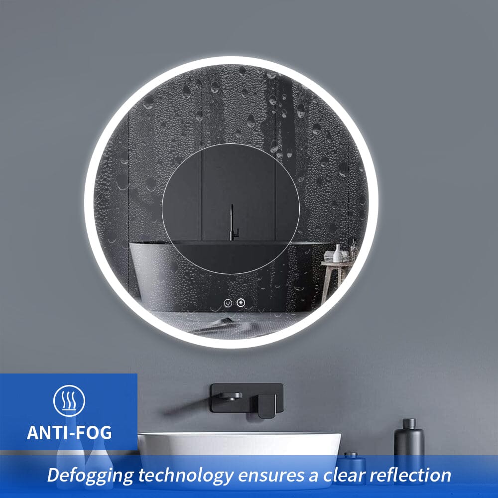 Round Frameless Bathroom Vanity Mirror with LED Light