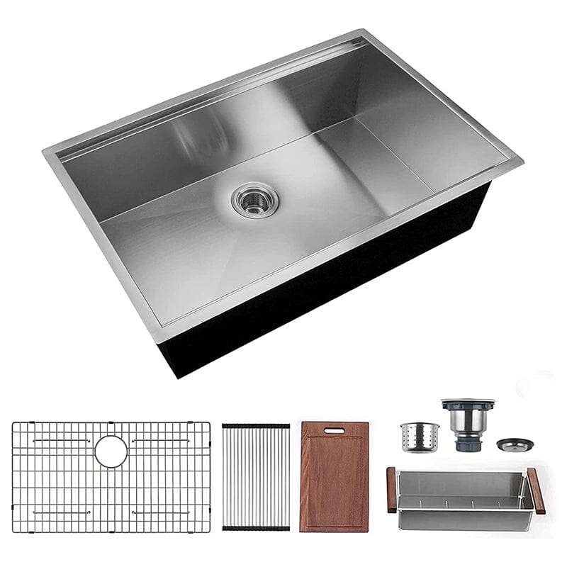 32'' x 18'' Undermount Workstation Sink 18 Gauge Stainless Steel Single Bowl Kitchen Sink