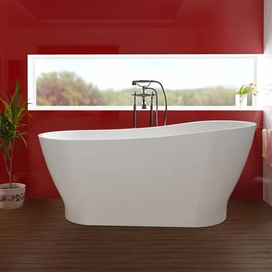 59" Acrylic Single Slipper Tub Curve Shape Freestanding Bathtub