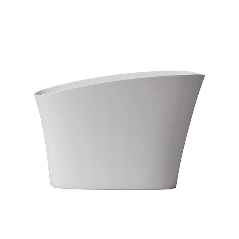 51" Single Slipper Freestanding Japanese Soaking Bathtub Solid Surface Stone Resin Tub with Built-in Seat