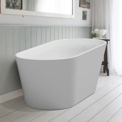 65" Acrylic Slipper Flatbottom Freestanding Soaking Bathtub in Glossy White