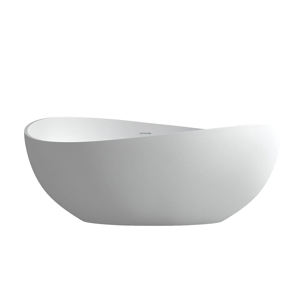 63'' Solid Surface Stone Resin Freestanding Soaking Bathtub Wave-shaped