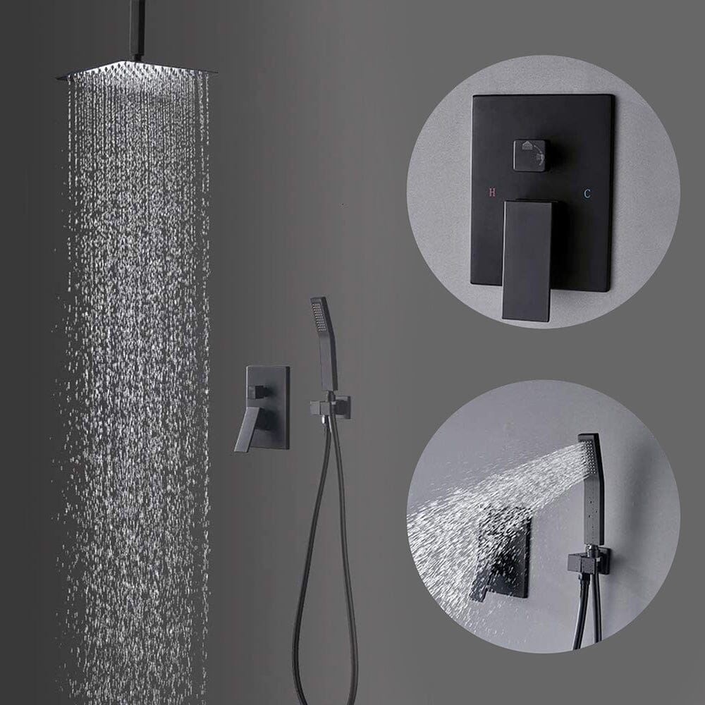 Shower System 2-Spray Patterns Dual Shower Heads with 10 in. Rain Ceiling Mount