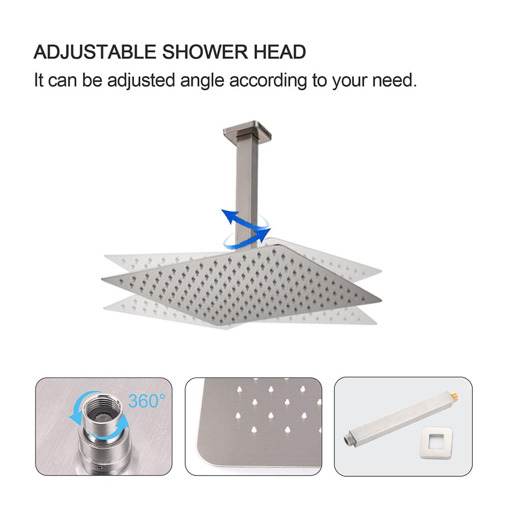 2-Spray Patterns with 1.8 GPM 16 in. Rainfall Shower Head Ceiling Mount Dual Shower Heads