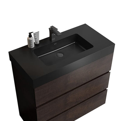 36 Inch Bathroom Vanity with Sink Floor Mounted Floating One-Piece Sink Cabinet