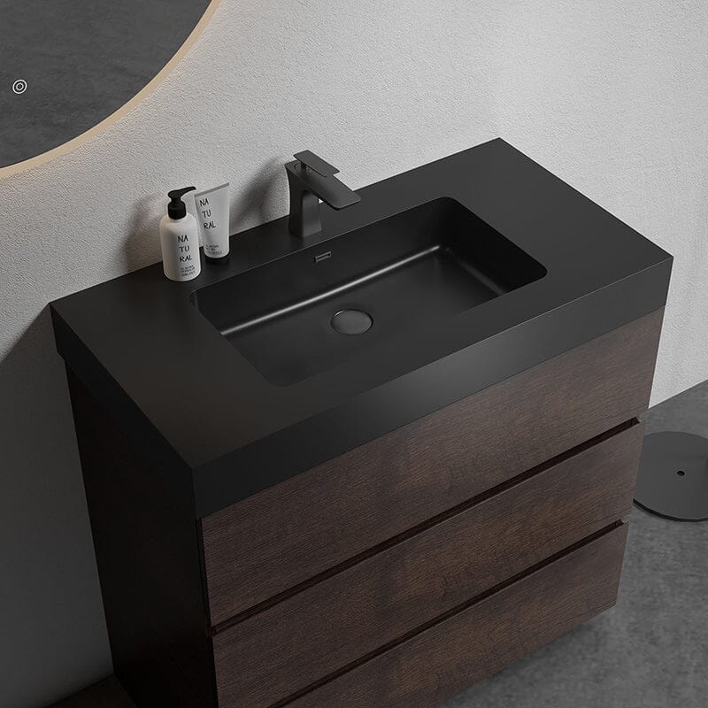 36 Inch Bathroom Vanity with Sink Floor Mounted Floating One-Piece Sink Cabinet