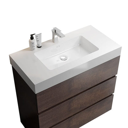 36 Inch Bathroom Vanity with Sink Floor Mounted Floating One-Piece Sink Cabinet