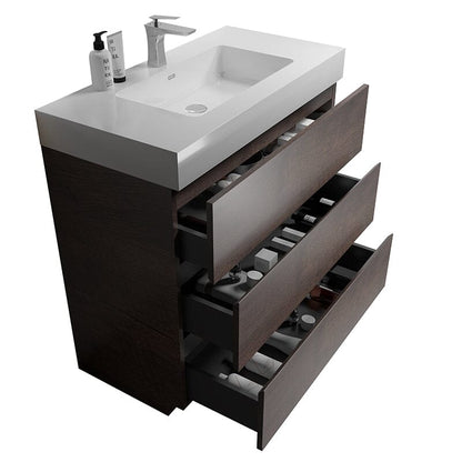 36 Inch Bathroom Vanity with Sink Floor Mounted Floating One-Piece Sink Cabinet