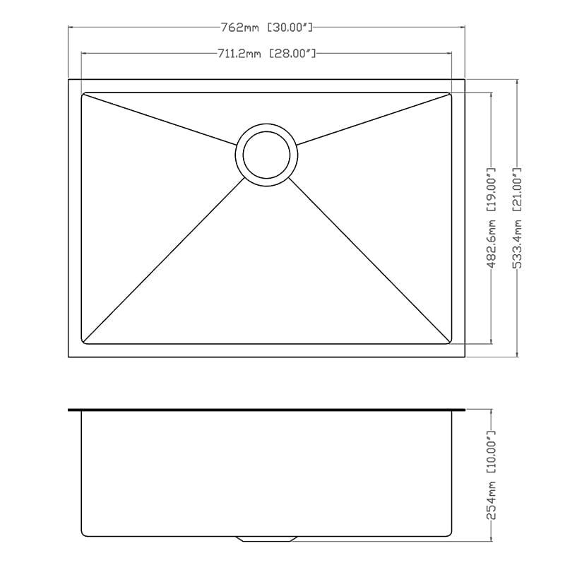 30" x 21" Undermount Kitchen Sink 16 Gauge Stainless Steel Single Bowl with Bottom Grid, Roll-up Rack, Drainer