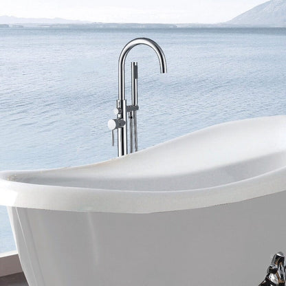 38'' Silver Retro Independent Freestanding Tub Filler Faucet