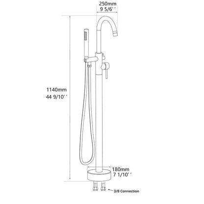 38'' Silver Retro Independent Freestanding Tub Filler Faucet