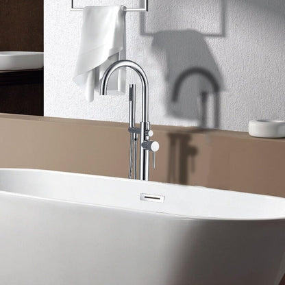 38'' Silver Retro Independent Freestanding Tub Filler Faucet