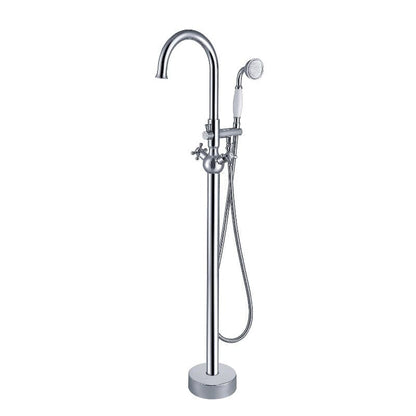 36'' Matte Black Independent Freestanding Tub Filler Faucet Round Shower Head