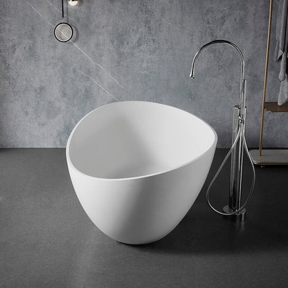 63'' Solid Surface Stone Resin Freestanding Soaking Bathtub Wave-shaped