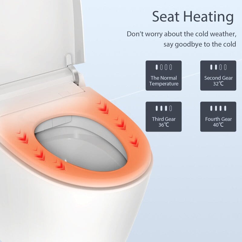 Multifunction U-Shaped Smart Toilet Automatic Flush with Remote Control/Foot Sensor/Night Light