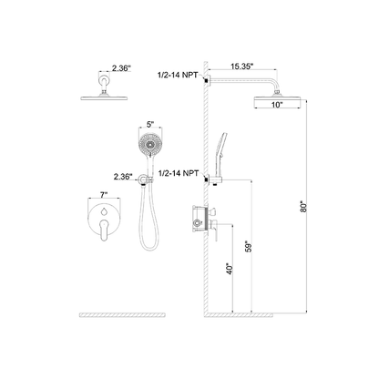 10" Wall Mount Round Shower Set with Head Shower & Hand Shower Combo Set