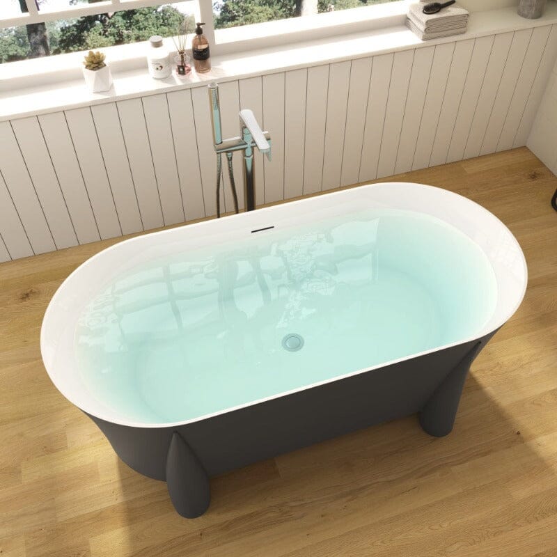 59'' Modern Luxury Freestanding Soaking Bathtub with Feet Acrylic