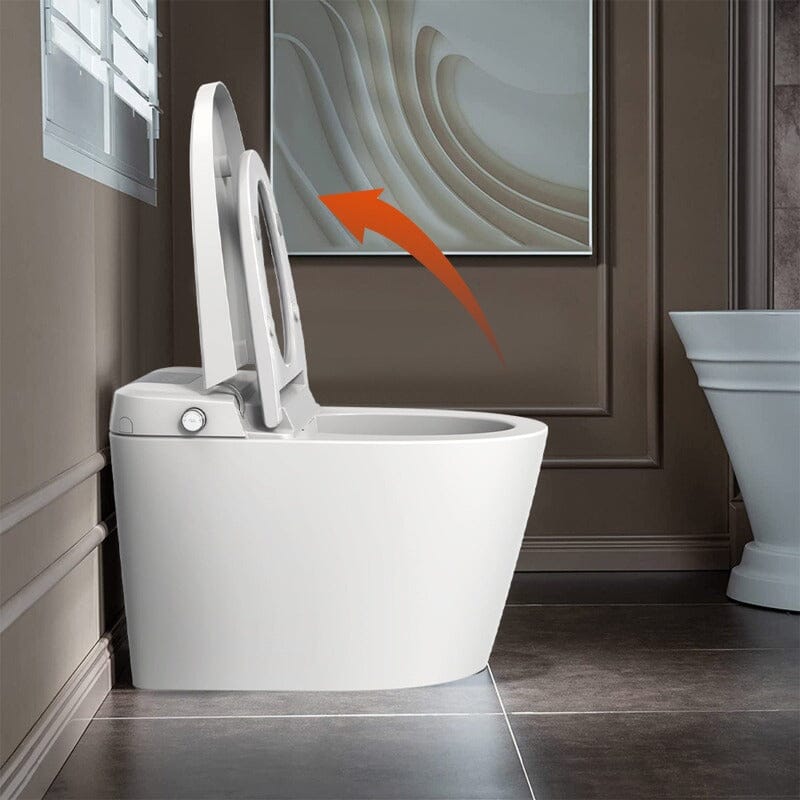 Multifunction U-Shaped Smart Toilet Automatic Flush with Remote Control/Foot Sensor/Night Light