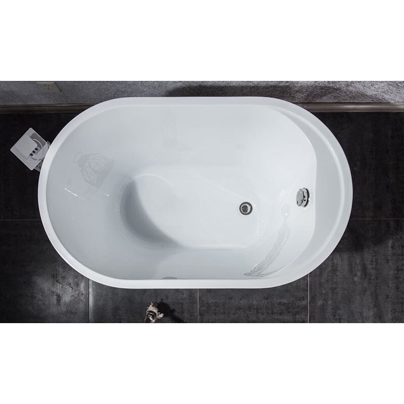 47'' Acrylic Flatbottom Modern Oval Small Freestanding Bathtub in Glossy White