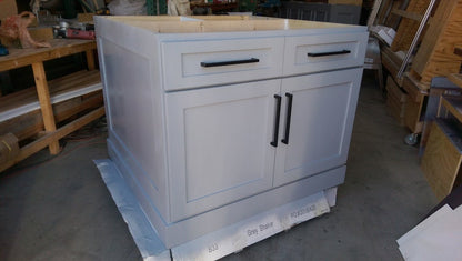 64" Gray color kitchen island with white quartz counter top (Custom welcome)