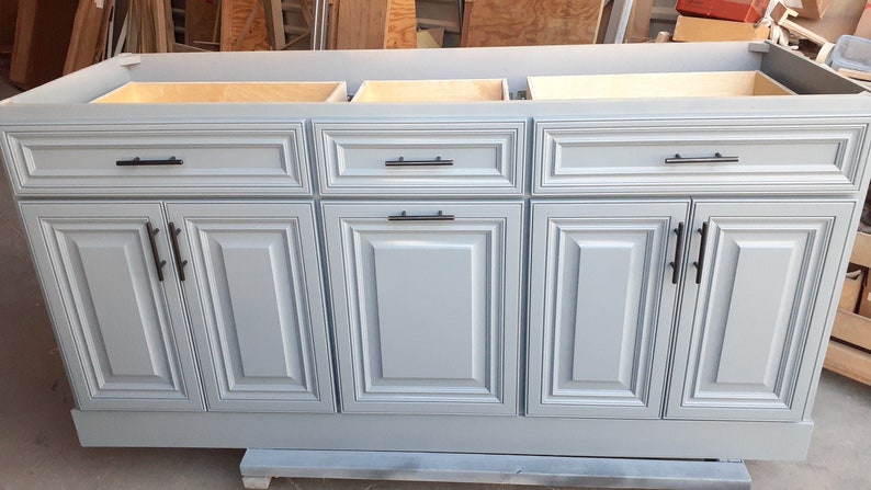 7ft Grey Kitchen island without counter top (available for custom)