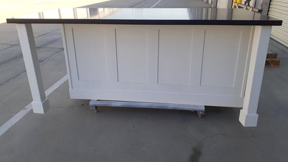 7ft White color Kitchen island with black quartz top (Available Custom)