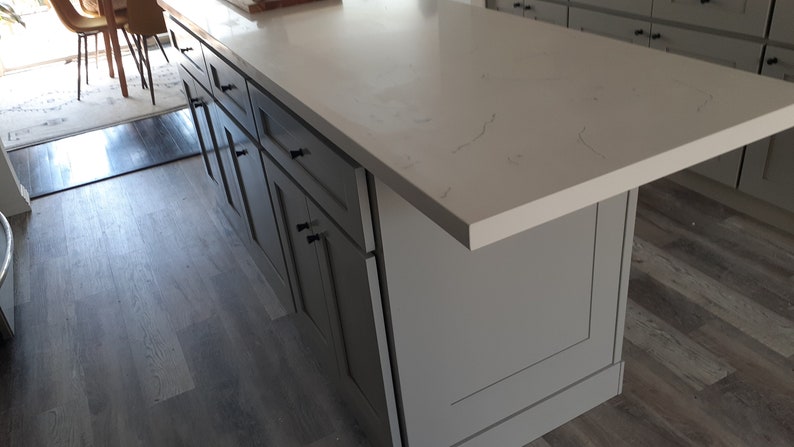 7ft kitchen island with quartz top. Custom welcome