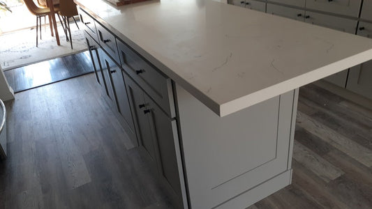 7ft kitchen island with quartz top. Custom welcome