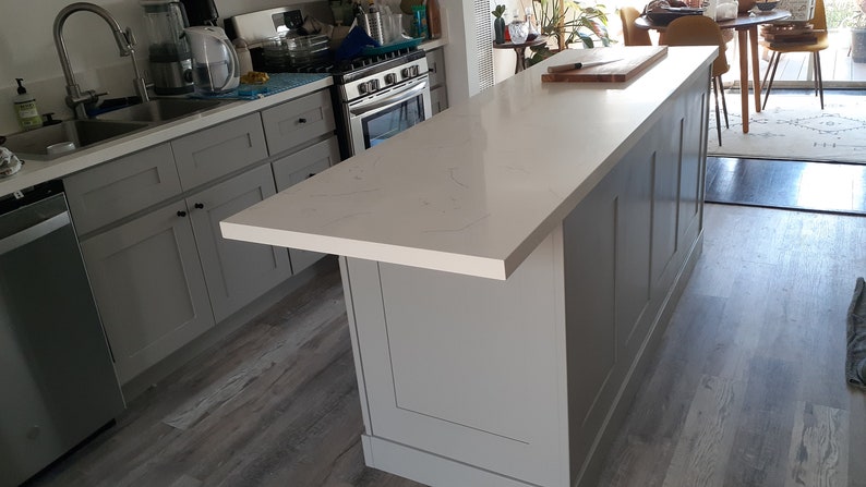 7ft kitchen island with quartz top. Custom welcome