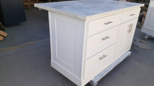 4ft white kitchen island with white quartz top, Custom welcomed