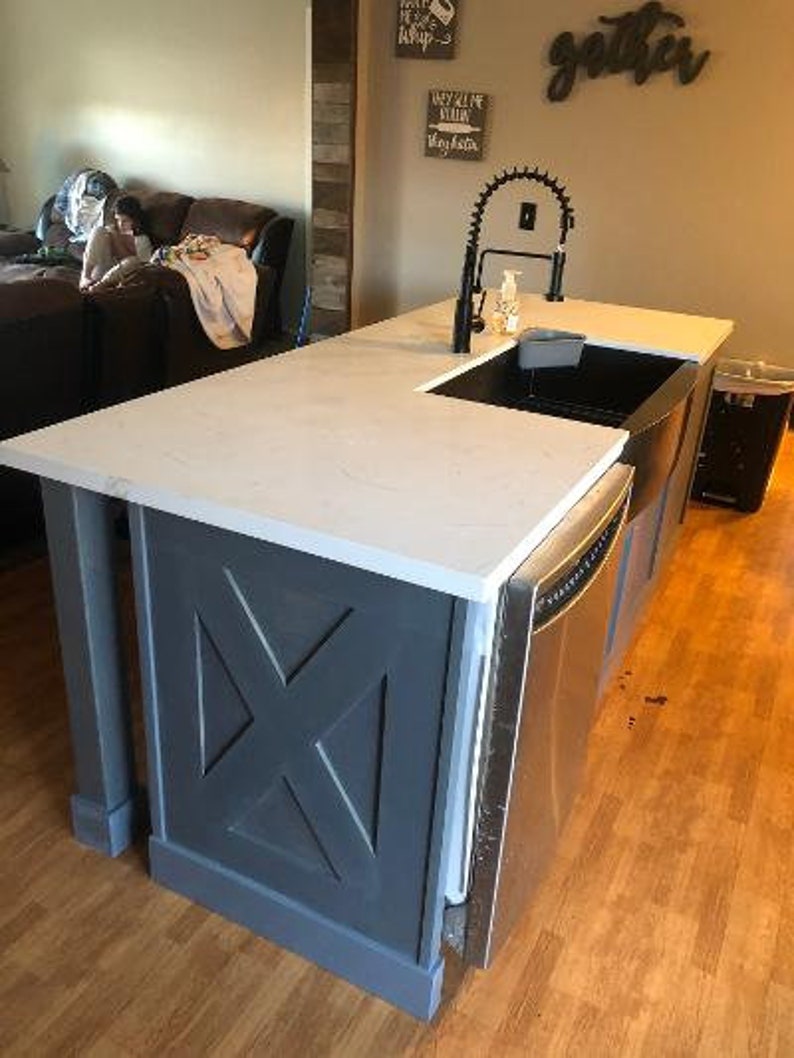 7ft kitchen island with dishwasher/farm sink space and top, Custom OK