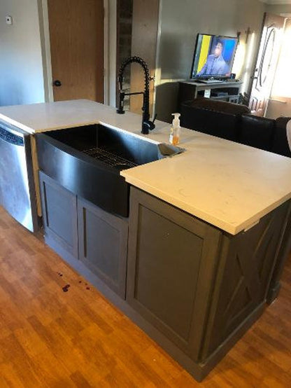 7ft kitchen island with dishwasher/farm sink space and top, Custom OK