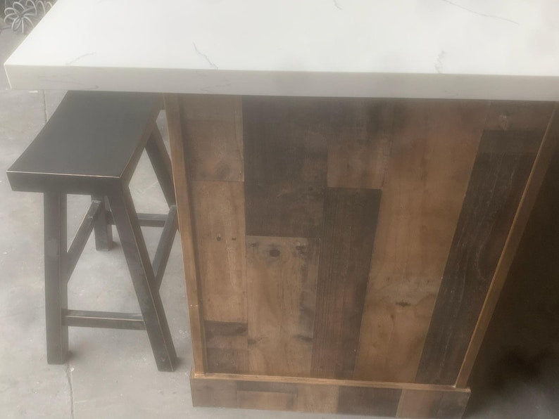 6ft rustic kitchen island with quartz top