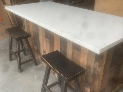 6ft rustic kitchen island with quartz top