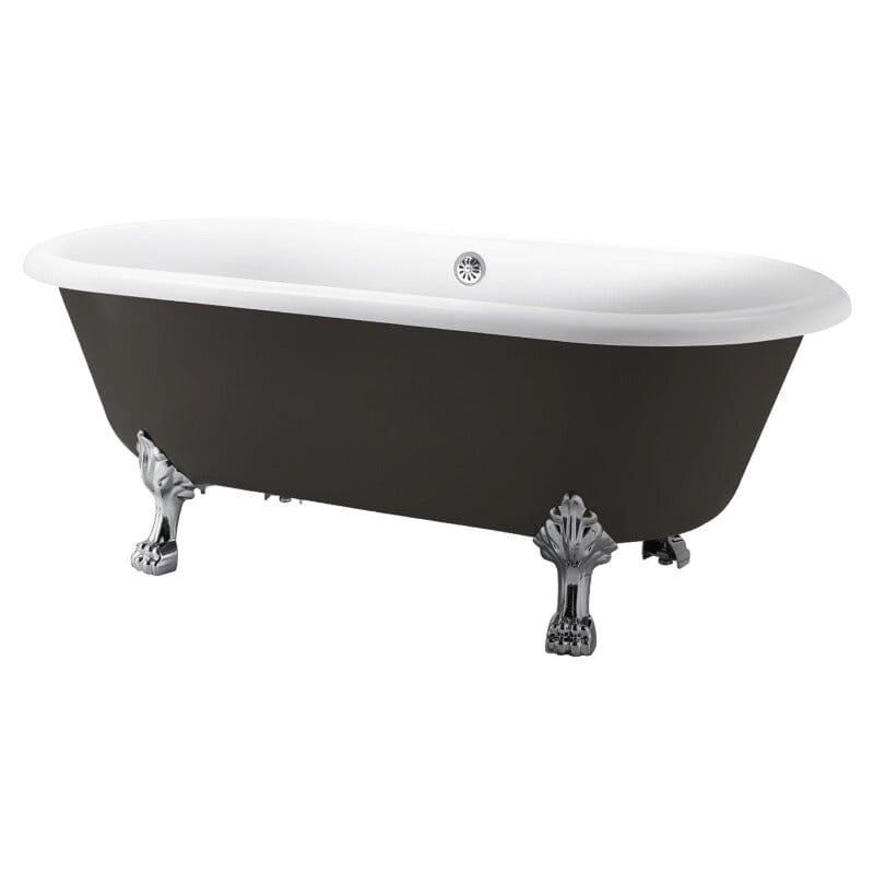 67'' Acrylic Double-Slipper Clawfoot Bathtub Freestanding Soaking Tub with Drain