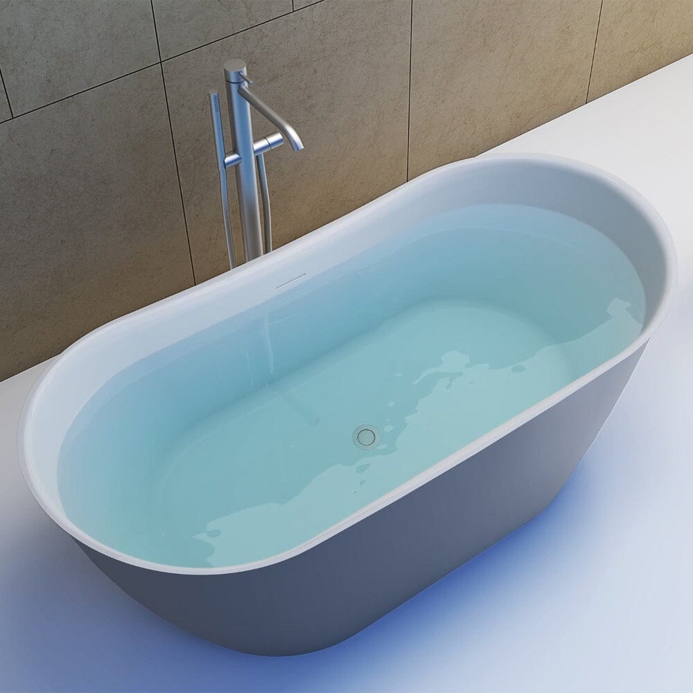 59'' Acrylic Double Slipper Freestanding Flatbottom Bathtub Soaking SPA Tub