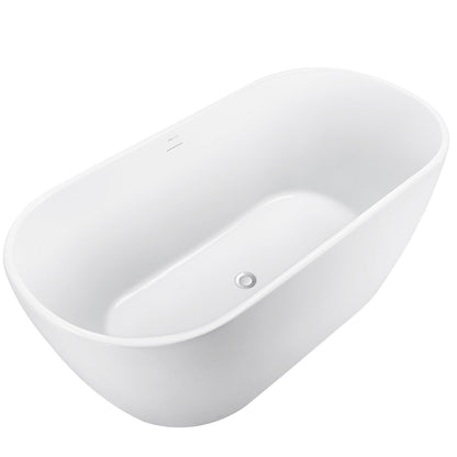 59'' Acrylic Freestanding Flatbottom Bathtub Seamless Soaking Stand Alone Tub