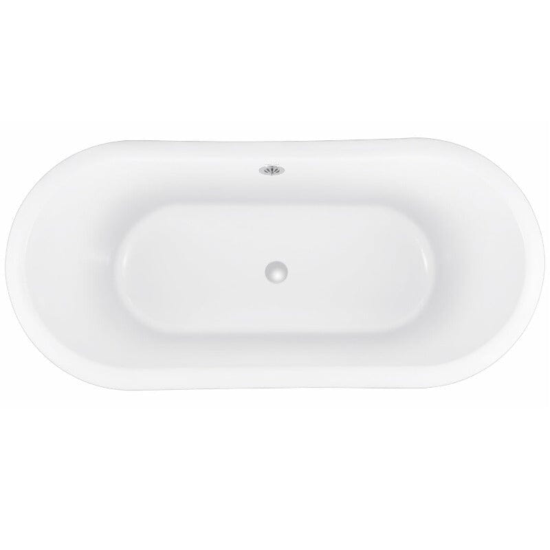 59'' Acrylic Double-Slipper Clawfoot Bathtub Freestanding Soaking Tub with Drain