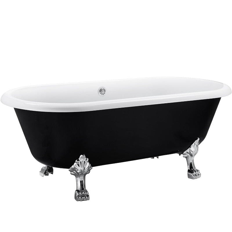 67'' Acrylic Double-Slipper Clawfoot Bathtub Freestanding Soaking Tub with Drain