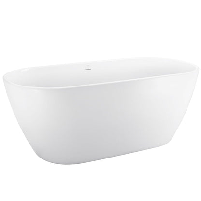 59'' Acrylic Freestanding Flatbottom Bathtub Seamless Soaking Stand Alone Tub