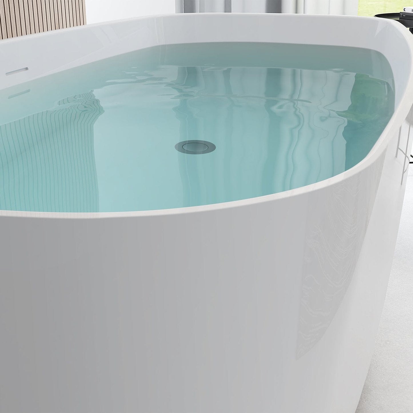 59'' Acrylic Freestanding Flatbottom Modern Rectangle Soaking Bathtub