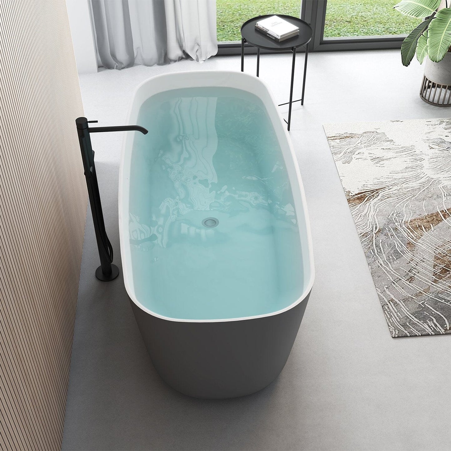 59'' Acrylic Freestanding Flatbottom Modern Rectangle Soaking Bathtub