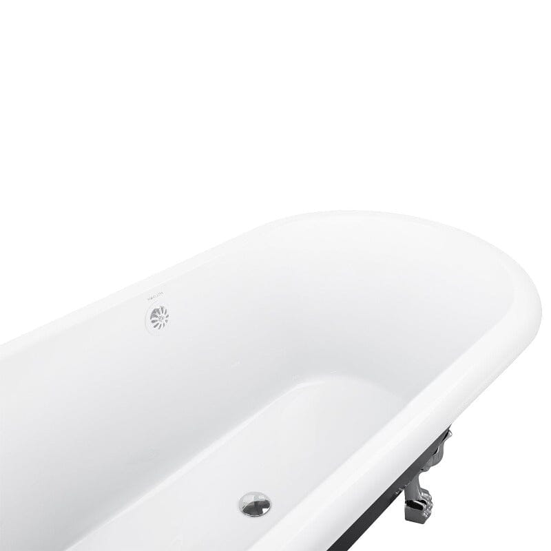 59'' Acrylic Double-Slipper Clawfoot Bathtub Freestanding Soaking Tub with Drain