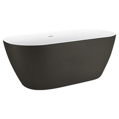 59'' Acrylic Freestanding Flatbottom Bathtub Seamless Soaking Stand Alone Tub