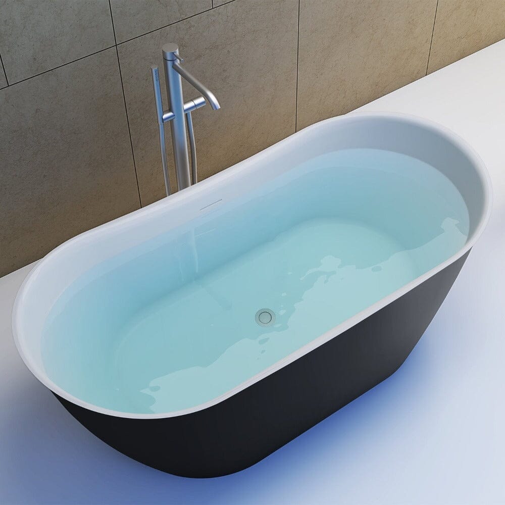 59'' Acrylic Double Slipper Freestanding Flatbottom Bathtub Soaking SPA Tub