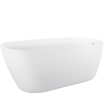 59'' Acrylic Single Slipper Freestanding Flatbottom Bathtub Soaking Spa Tub